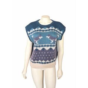 Russ Petites Husky Knit Sweater Vest Short Sleeve Large